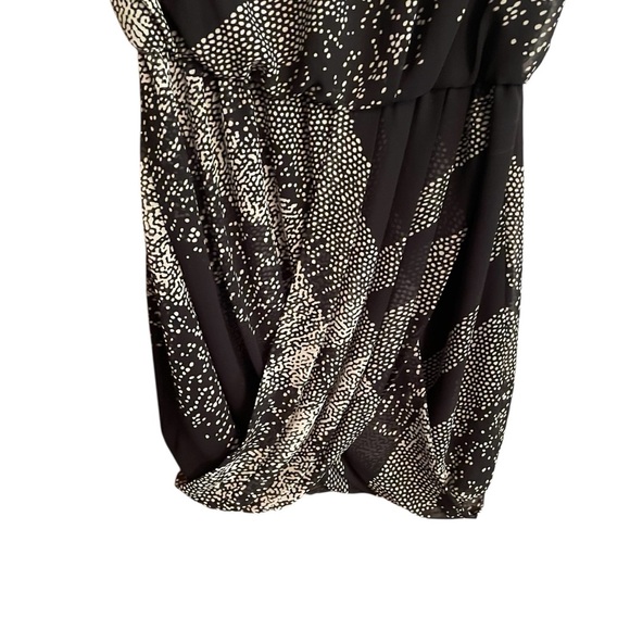 Nine West Black Graphic Print Mini Dress-Elastic Bubble Hem-Size 10 - Picture 3 of 11